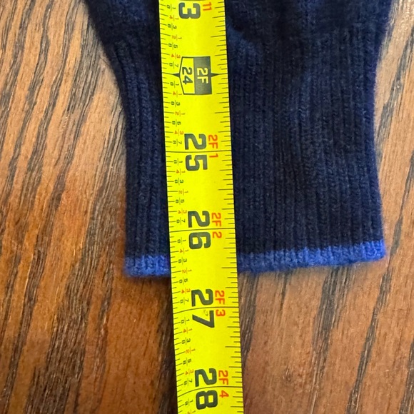 Men's Merino wool Cardigan in Navy blue Gray Stripes Sz M Preppy Casual - Picture 5 of 9